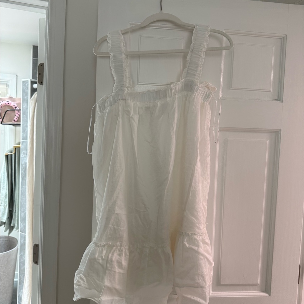 White Ruffled Sleeveless dress